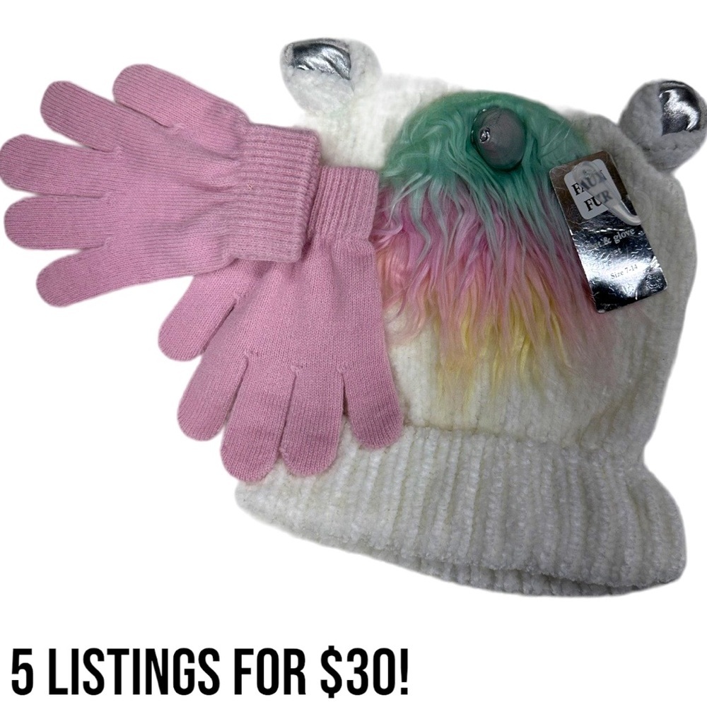 New Winter Hat & Gloves Set- Girls